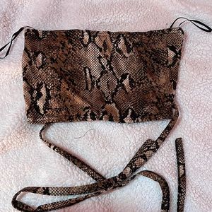 Snakeskin print cropped tube top